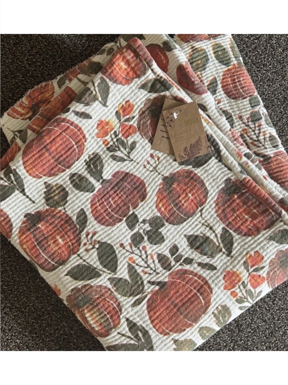 Harvest Moon Cozy Cotton Waffle Throw Blanket Pumpkins